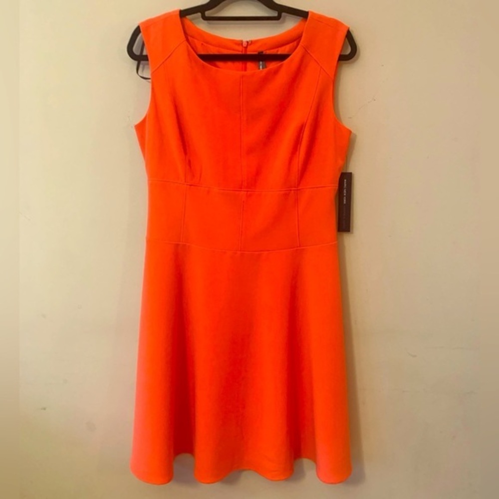 Andrew Marc Hot Orange Melon Fit & Flare Dress – Size 10
